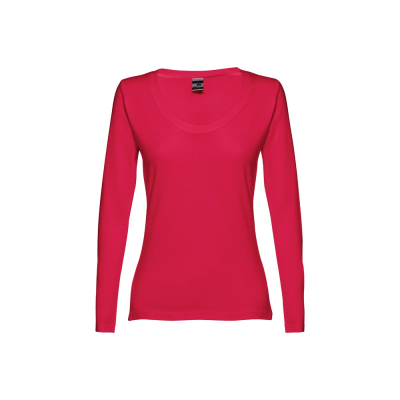 Picture of THC BUCHAREST LADIES LONG-SLEEVED SCOOP NECK FITTED TEE SHIRT FOR LADIES 100% CARDED COTTON in Red