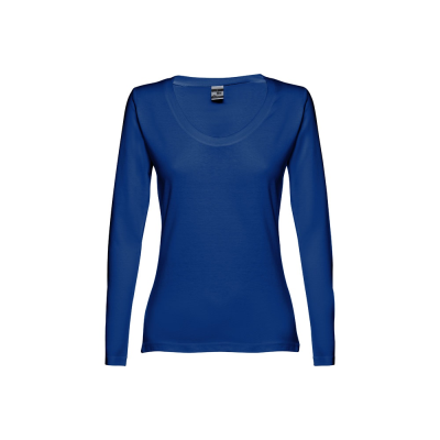 Picture of THC BUCHAREST LADIES LONG-SLEEVED SCOOP NECK FITTED TEE SHIRT FOR LADIES in Royal Blue