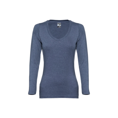 Picture of THC BUCHAREST LADIES LONG-SLEEVED SCOOP NECK FITTED TEE SHIRT FOR LADIES in Heather Blue