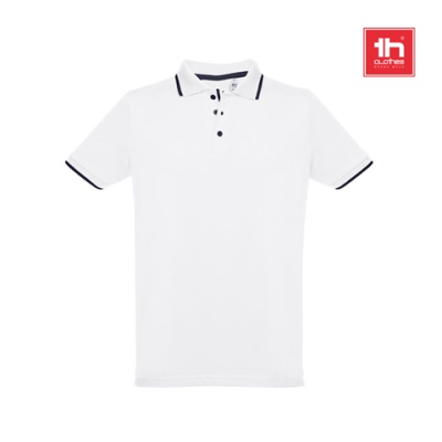 Picture of THC ROME WH MENS POLO SHIRT with Contrast Colour Trim & Buttons White