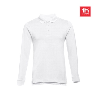 Picture of THC BERN WH MENS LONG-SLEEVED 100% COTTON PIQUÉ POLO SHIRT with Removable Label