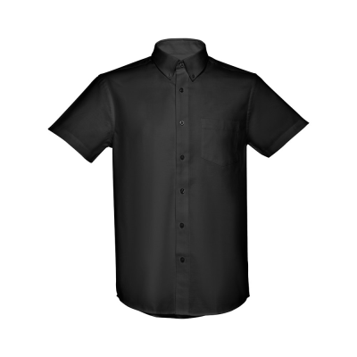 THC LONDON MEN'S SHORT-SLEEVED OXFORD SHIRT in Black