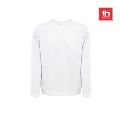 Picture of THC COLOMBO WH UNISEX SWEATSHIRT in Italian with Ribbed Collar, Cuffs & Waistband White.