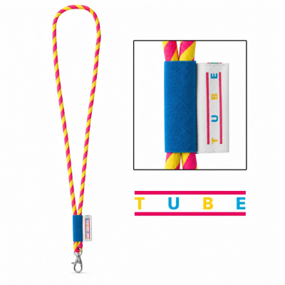 PRINTED SAMPLE OF LANYARD TUBE LONG in Hexachrome Yellow