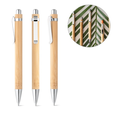 Picture of HERA BAMBOO BALL PEN with Metal Clip.