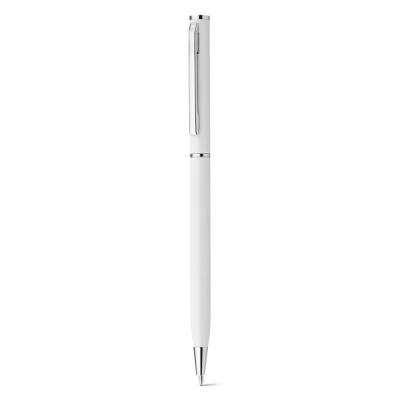 Picture of LESLEY METALLIC ALUMINIUM METAL BALL PEN with Clip & Twist Mechanism in White