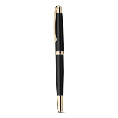 Picture of EZEKIEL ROLLER METAL ROLLERBALL PEN with Gold Gilt Trim in Black