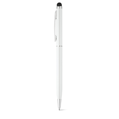 Picture of ZOE ALUMINIUM METAL BALL PEN with Twist Mechanism & Touch Tip in White
