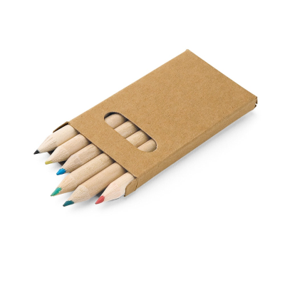 Picture of BIRD PENCIL BOX with 6 Colour Pencil Set in Natural