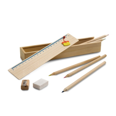 Picture of DOODLE WOOD PENCIL BOX SET with Ruler