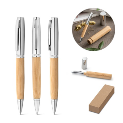Picture of FUJI BAMBOO AND METAL BALL PEN with ABS Case.