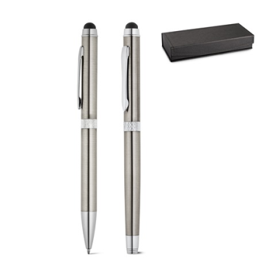 Picture of CANNES ROLLER PEN AND BALL PEN SET in Metal