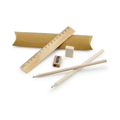 Picture of RHOMBUS SCHOOL WRITING SET: RULER, PENCIL, ERASER AND SHARPENER