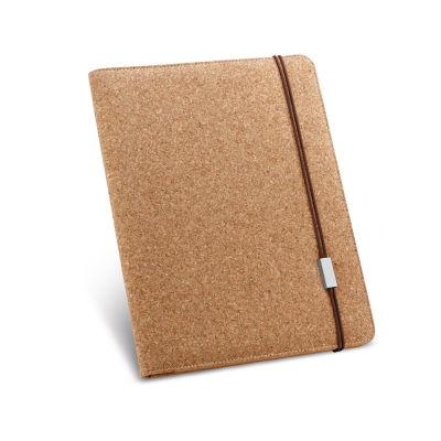 Picture of SERPA A4 CORK FOLDER with a Cube Block of Plain Pages in Natural