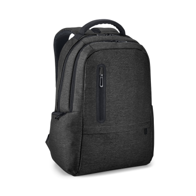 RE-BOSTON 2TONE RECYCLED NYLON WATERPROOF LAPTOP BACKPACK RUCKSACK in Black