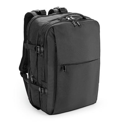 DALLAS HIGH-DENSITY RECYCLED 600D POLYESTER TRAVEL BACKPACK RUCKSACK FOR 17'3 INCH LAPTOP in Black