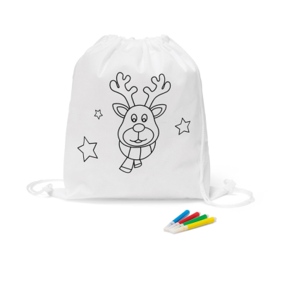 Picture of GLENCOE CHILDRENS COLOURING DRAWSTRING BAG in White