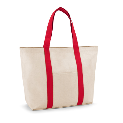 Picture of VILLE 100% COTTON CANVAS BAG with Front & Inside Pocket in Red