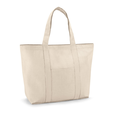 Picture of VILLE 100% COTTON CANVAS BAG with Front & Inside Pocket in Light Natural
