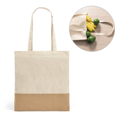 Picture of MERCAT 100% COTTON BAG with Imitation Jute Details