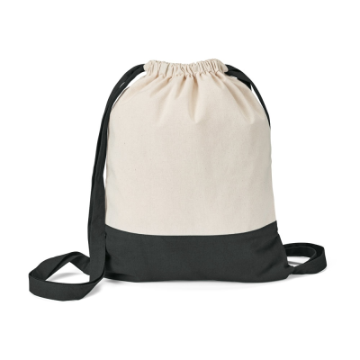 Picture of ROMFORD 100% COTTON DRAWSTRING BAG in Black