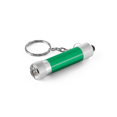 Picture of LERGAN ALUMINIUM METAL KEYRING with a 3 LED Torch in Green