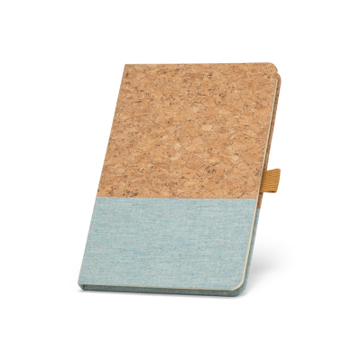 Picture of KLEE A5 NOTE BOOK in Cork & Linen with Lined x Sheet in Light Blue