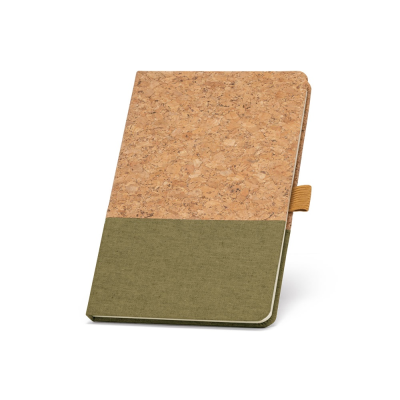 Picture of KLEE A5 NOTE BOOK in Cork & Linen with Lined x Sheet in Dark Green