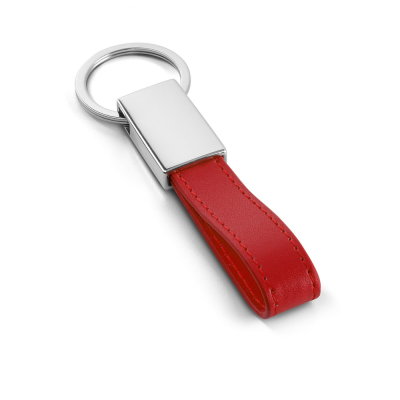Picture of WATOH ROUND METAL AND PU KEYRING in Red