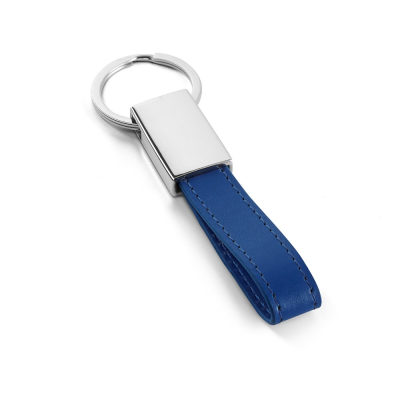 Picture of WATOH ROUND METAL AND PU KEYRING in Royal Blue