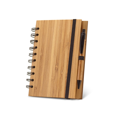 Picture of DICKENS A5 A5 SPIRAL NOTE BOOK in Bamboo with 100% Recycled Paper in Natural
