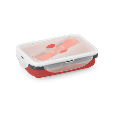 Picture of SAFFRON LUNCH BOX RETRACTABLE HERMETIC BOX in Silicon & PP 640 Ml in Red