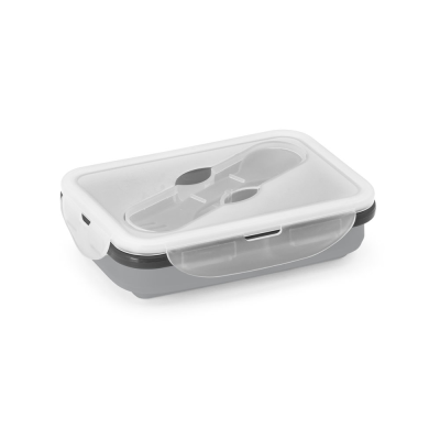 Picture of SAFFRON LUNCH BOX RETRACTABLE HERMETIC BOX in Silicon & PP 640 Ml in Pale Grey