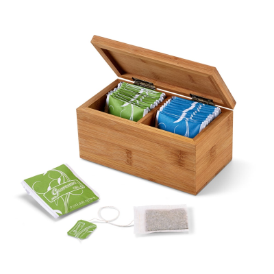 Picture of BURDOCK BAMBOO TEA BOX with 2 Compartments & Magnet Closure in Natural
