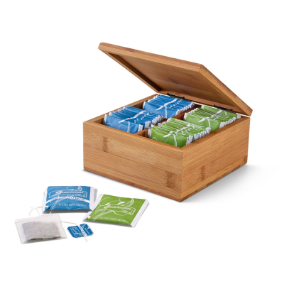Picture of ARNICA BAMBOO TEA BOX with 4 Compartments & Magnet Closure in Natural