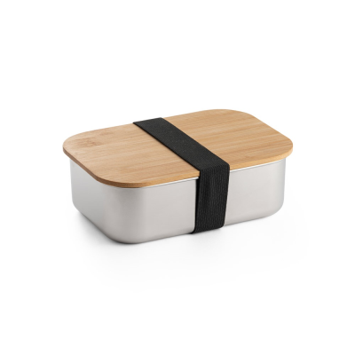 Picture of SHINO LUNCH BOX STAINLESS STEEL METAL LUNCH BOX with Bamboo Lid in Natural