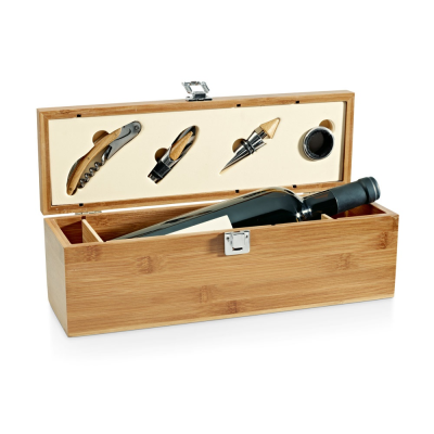 Picture of SYRAH BAMBOO, ZINC AND STAINLESS STEEL METAL WINE SET in Natural