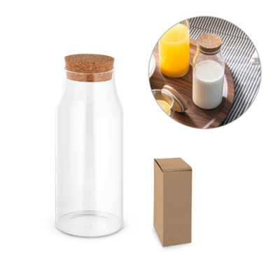 Picture of JASMIN 800 BOROSILICATE GLASS BOTTLE with Cork Lid 800 Ml