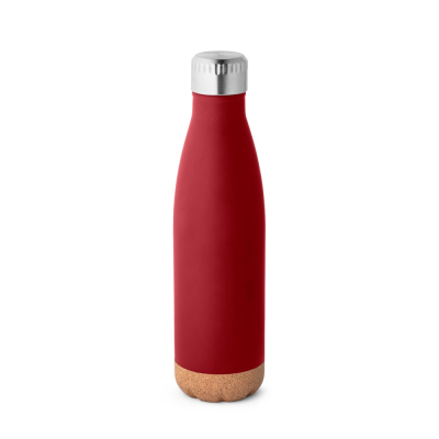 SOLBERG STAINLESS STEEL METAL THERMOS AND CORK BASE 560 ML in Burgundy