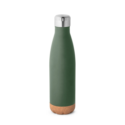 SOLBERG STAINLESS STEEL METAL THERMOS AND CORK BASE 560 ML in Army Green