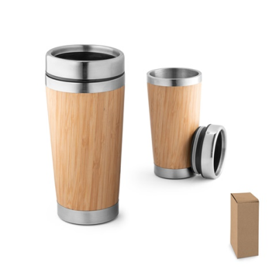 Picture of PIETRO BAMBOO AND STAINLESS STEEL METAL TRAVEL CUP 500 ML.