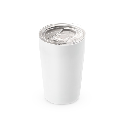 Picture of SLIDER STAINLESS STEEL METAL TRAVEL CUP 380 ML in White