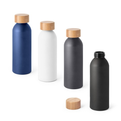 Picture of QUETA ALUMINIUM METAL BOTTLE with Bamboo Lid 550 Ml