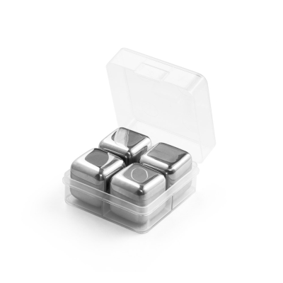 Picture of GLACIER SET OF REUSABLE STAINLESS STEEL METAL ICE CUBES in Silver