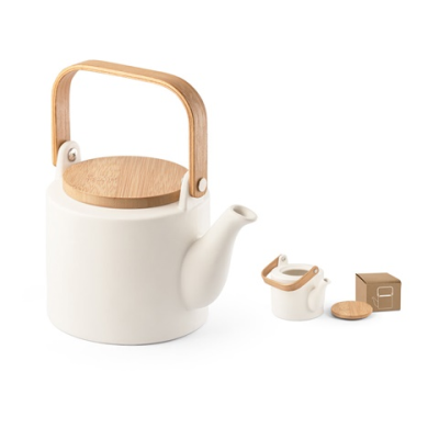 Picture of GLOGG 700 ML CERAMIC POTTERY TEA POT with Bamboo Lid 700 Ml