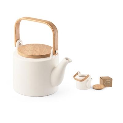 Picture of GLOGG 700 ML CERAMIC POTTERY TEA POT with Bamboo Lid 700 Ml.