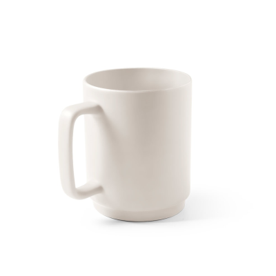 Picture of MIGHTY CERAMIC POTTERY MUG with Cylindrical Body 330 Ml in Pastel White