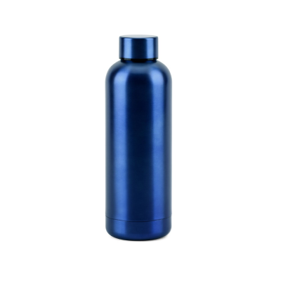 ODIN METTALIC BOTTLE in 90% Recycled Stainless Steel Metal 550 Ml in Navy Blue