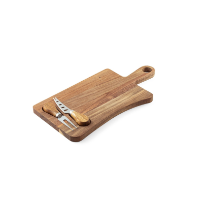 Picture of CASSIA ACACIA WOOD CHEESE BOARD with Handle in Dark Natural