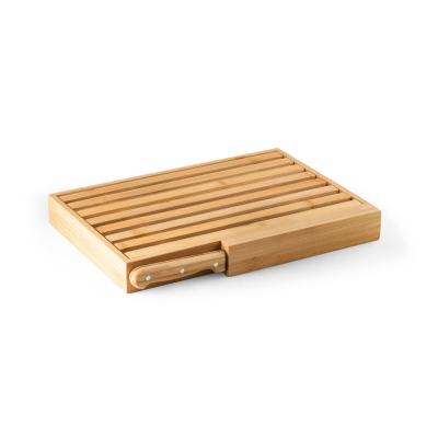 Picture of PASSARD BREAD BOARD in Bamboo with Stainless Steel Metal Knife in Natural